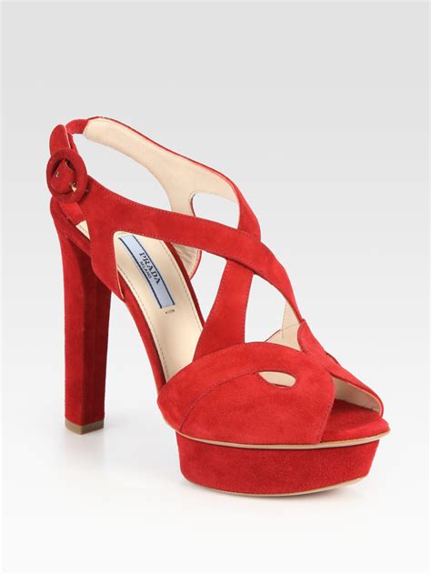 prada crisscross suede platform sandal|Prada shoes for women.